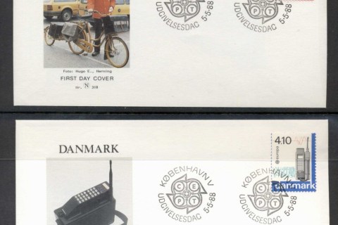Denmark-1988-Europa-Transport-Communication-2x-FDC