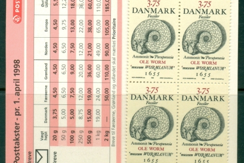 Denmark-1998-Fossils-booklet-MUH