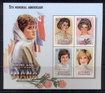 Dominica-2003 Princess Diana in Memoriam 5th Anniv. Sheetlet