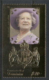 Dominica-1999 Queen Mother 100th Birthday gold foil embossed