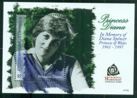 Dominica-2007 Princess Diana in Memoriam, 10th Anniv., A Young Beauty MS