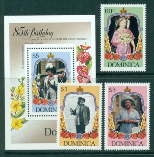 Dominica-1985-Queen-Mother-85th-Birthday-MS-MUH-Lot30225