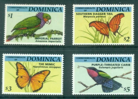 Dominica-1994-Birds-Butterflies-4v-MUH