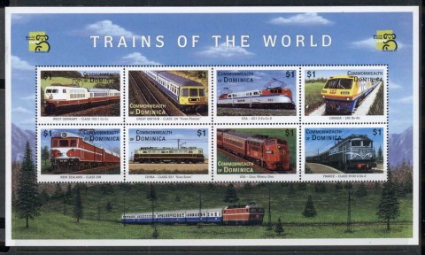 Dominica-1999-Trains-of-the-World-MS-MUH