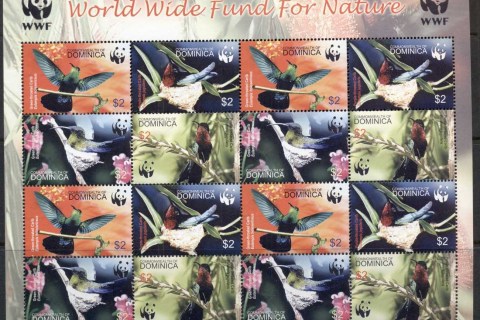 Dominica-2005 WWF Birds, Caribs, sheetlet