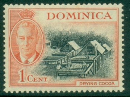 Dominica-1951-KGVI-Pictorial-1c-Drying-Cocoa-MLH