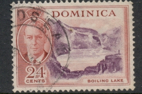 Dominica-1951-KGVI-Pictorial-24c-Boiling-Lake-FU