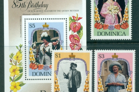 Dominica-1985-Queen-Mother-85th-Birthday-MS-MUH-Lot30225