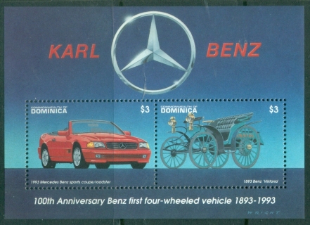 Dominica-1993-The-100th-Anniversary-of-Henry-Fords-First-Petrol-Engine-and-Karl-Benzs-First-Four-wheeled-Car-MS-MUH
