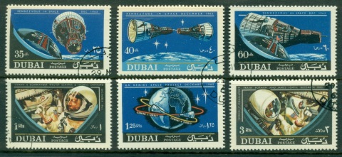 Dubai-1966-Mi231-236-Space-Rendevous-of-Gemini-6-7-CTO