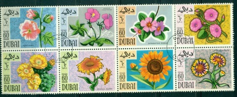 Dubai-1968-Mi307-314-Flowers-blk8folded-CTO