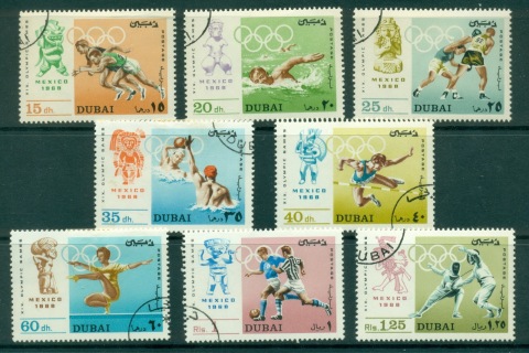 Dubai-1968-Mi315-322-Summer-Olympics-Mexico-CTO