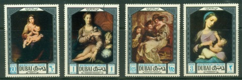 Dubai-1969-Mi341-344-Mothers-Day-Paintings-CTO