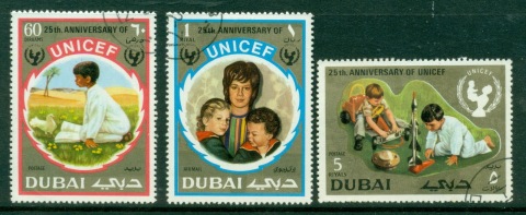 Dubai-1971-Mi401-403-UNICEF-CTO