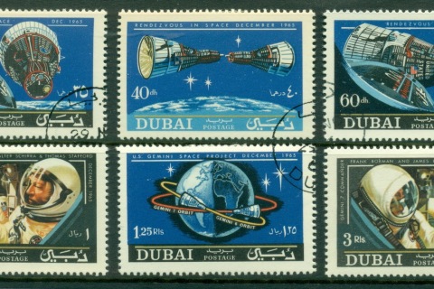 Dubai-1966-Mi231-236-Space-Rendevous-of-Gemini-6-7-CTO