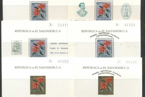 El-Salvador-1960-62-Poinsettias-Asst-6x-MS-MUH