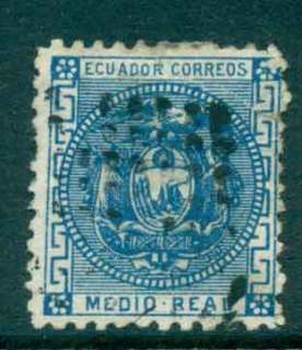 Ecuador-1871-1-2r-Coat-of-Arms-small-1mm-tear-TR-FU-Lot46575