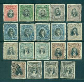 Ecuador-1901-Portraits-Asst-19-faults-MH-FU-Lot46599