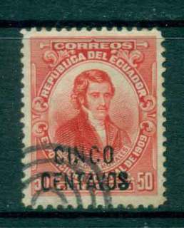 Ecuador-1909-Portraits-5c-on-50c-Surc-FU-Lot46606