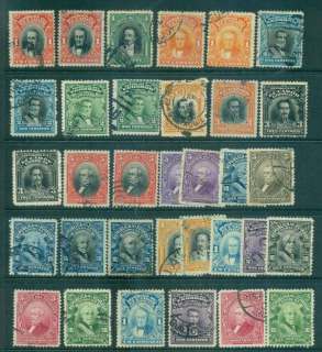 Ecuador-1911-28-Portraits-Presidents-Asst-33-faults-Asst-FU-Lot46609