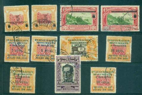 Ecuador-1930-Pictorials-Assorted-Opts-FU-Lot46618