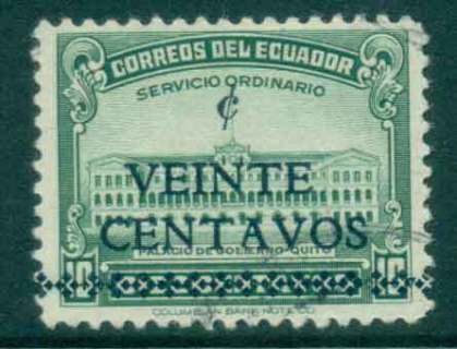 Ecuador-1945-20c-on-10c-Surch-Opt-FU-Lot46661