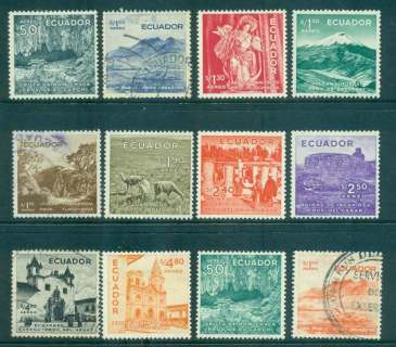 Ecuador-1957-58-Scenic-Pictorials-Air-12-MLH-FU-Lot46734