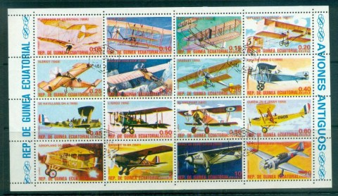 Equatorial-Guinea-1974-Vintage-Planes-MS-CTO