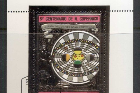 Equatorial-Guinea-1974-Copernicus-gold-foil-embossed-MS-CTO