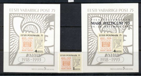 Estonia-1993-First-Estonian-Postage-Stamp-Anniv-2xMS-MUH