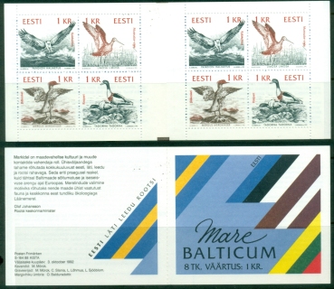 Estonia-1992-Birds-of-the-Baltic-Shores-booklet-MUH