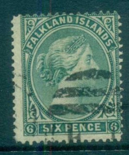 Falkland-Is-1878-QV-6d-green-FU-lot77567