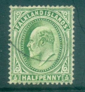 Falkland-Is-1904-07-KEVII-1-2d-yellow-green-FU-lot77601