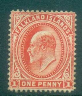 Falkland-Is-1904-07-KEVII-1d-red-Wmk-upright-MNG-lot77605