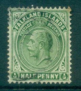 Falkland-Is-1921-29-KGV-1-2d-yellow-green-FU-lot77625