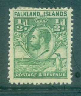 Falkland-Is-1929-31-KGV-Penguin-1-2d-green-MLH-lot77648