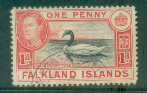 Falkland-Is-1938-46-1d-Black-Necked-Swan-FU-lot77669