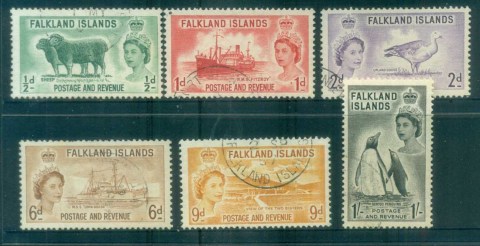 Falkland-Is-1955-57-QEII-Pictorials-FU-lot77710