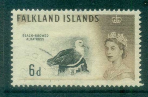 Falkland-Is-1960-6d-Black-browed-Albatross-FU-lot77723