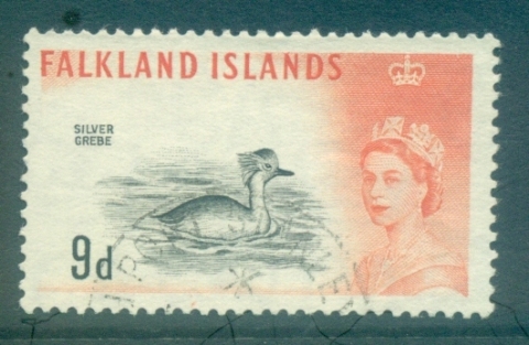 Falkland-Is-1960-9d-Silver-Grebe-FU-lot77725