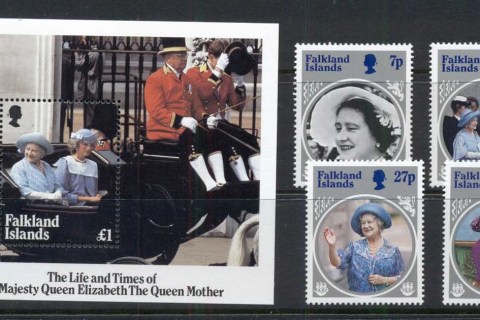 Falkland-Is-1985 Queen Mother 85th Birthday + MS