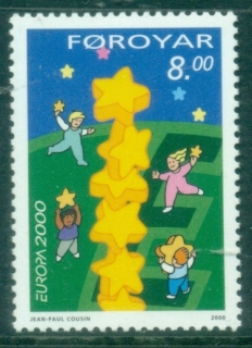 Faroe-Is-2000-EUROPA-Stamps-Tower-of-6-Stars-MUH