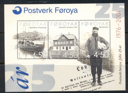 Faroe-Is-2001-Postal-Service-25th-Anniversary-MS-MUH