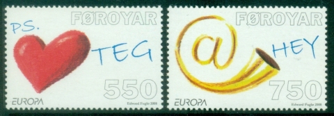 Faroe-Is-2008-EUROPA-Stamps-Writing-Letters-MUH