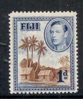 Fiji-1938-55-KGVI-Pictorial-1d-Fijian-Village-MLH