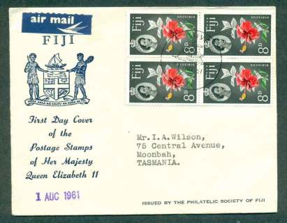 Fiji-1961-8d-Hibiscus-Blk-4-FDC-lot51373