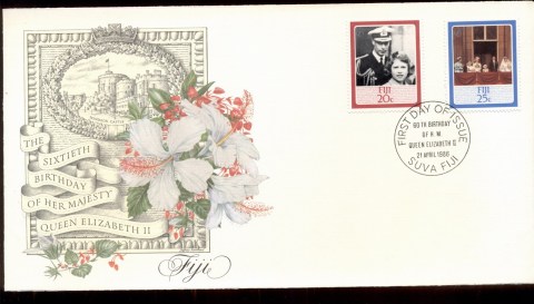 Fiji-1986-QEII-60th-Birthday-2v-Fleetwood-FDC