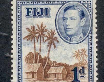 Fiji-1938-55-KGVI-Pictorial-1d-Fijian-Village-MLH