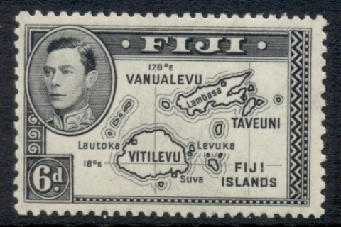 Fiji-1938-55-KGVI-Pictorial-6d-Map-no-180-deg-MUH