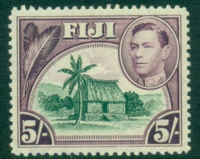 Fiji-1938-55-KGVI-Pictorials-5sh-Fijian-House-MLH